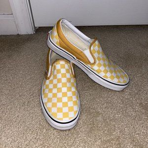 Vans slip on yellow checkered